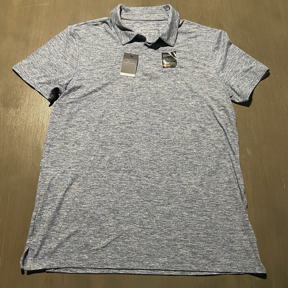 Marc Anthony Mens Size Large Shirt NEW Polo Blue Luxury Soft Slim Fit Cobalt